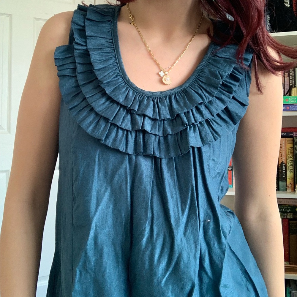 Zokai Aqua ruffle blouse